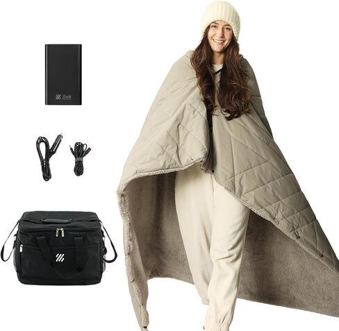 ZonLi Z-Walk بطانية ساخنة تعمل بالبطارية، قابلة لإعادة الشحن 12 فولت بطانية ساخنة محمولة مع 3 مستويات تسخين، تتضمن بنك طاقة 20000 مللي أمبير في الساعة، للتخييم، والسيارة، والملعب، وفي الهواء الطلق (رمادي) in Kuwait