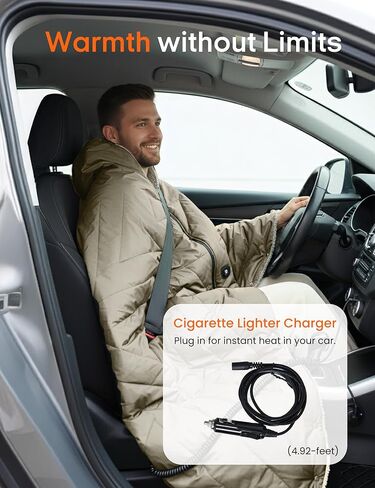 ZonLi Z-Walk بطانية ساخنة تعمل بالبطارية، قابلة لإعادة الشحن 12 فولت بطانية ساخنة محمولة مع 3 مستويات تسخين، تتضمن بنك طاقة 20000 مللي أمبير في الساعة، للتخييم، والسيارة، والملعب، وفي الهواء الطلق (رمادي) in Kuwait