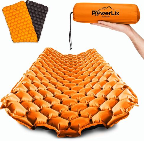 POWERLIX Ultralight Inflatable Camping Sleeping Pad - Camping Mattress for Backpacking, Hiking, Compact Lightweight Sleeping Mat for Camping, Inflation Bag/Repair Kit Included in Saudi Arabia