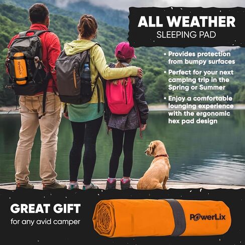 POWERLIX Ultralight Inflatable Camping Sleeping Pad - Camping Mattress for Backpacking, Hiking, Compact Lightweight Sleeping Mat for Camping, Inflation Bag/Repair Kit Included in Saudi Arabia