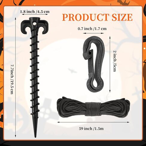 AUGSUN 27 Pieces Plastic Inflatable Stakes Set, Include Tent Stakes, Tethers Ropes and Hooks Heavy Duty Garden Yard Stakes for Halloween Christmas Outdoor Decorations (Black) in Saudi Arabia