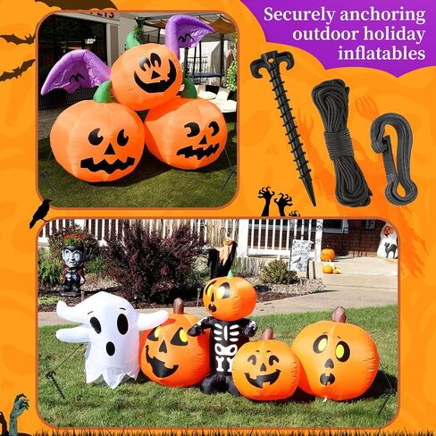 AUGSUN 27 Pieces Plastic Inflatable Stakes Set, Include Tent Stakes, Tethers Ropes and Hooks Heavy Duty Garden Yard Stakes for Halloween Christmas Outdoor Decorations (Black) in Saudi Arabia