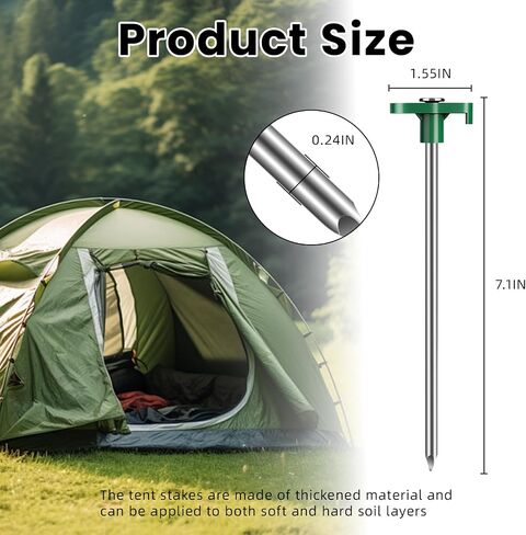 Tent Stakes Heavy Duty Camping Stakes 7 inches (About 18 cm) 10 Pieces, Rust-Proof Metal Tent Nails Ground Stakes Camping Essentials, Tent Camping Accessories (White) in Saudi Arabia