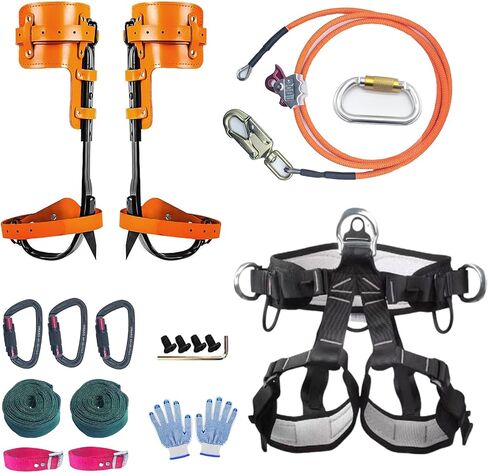 Tree Climbing Gear, Tree Climbing Spikes， with Adjustable Climbing Straps and Steel Core Flip Line Arborist Equipment for Climbers, Hunting, Fruit Picking Tree Climbing Equipment in Saudi Arabia