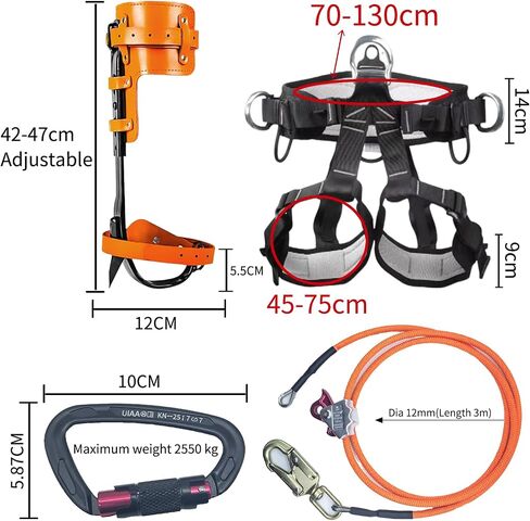 Tree Climbing Gear, Tree Climbing Spikes， with Adjustable Climbing Straps and Steel Core Flip Line Arborist Equipment for Climbers, Hunting, Fruit Picking Tree Climbing Equipment in Saudi Arabia