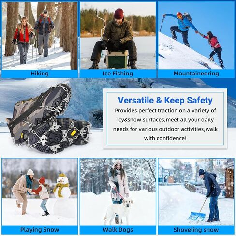 الأشرطة للأحذية، 24 مرابط الجليد للأحذية والأحذية طويلة الرقبة، مكافحة الانزلاق المسامير الجليد الأشرطة قبضة الثلج مع 201 الفولاذ المقاوم للصدأ للرجال النساء المشي لمسافات طويلة، المشي، التسلق، الركض، صيد الأسماك in Kuwait
