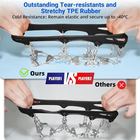 الأشرطة للأحذية، 24 مرابط الجليد للأحذية والأحذية طويلة الرقبة، مكافحة الانزلاق المسامير الجليد الأشرطة قبضة الثلج مع 201 الفولاذ المقاوم للصدأ للرجال النساء المشي لمسافات طويلة، المشي، التسلق، الركض، صيد الأسماك in Kuwait