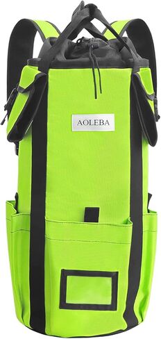 AOLEBA Arborist حبل حقيبة تخزين شجرة تسلق الصخور حبل دلو حقيبة الظهر حبل حقيبة تخزين سعة كبيرة 1680D مادة النايلون السميكة مع أحزمة اليد، جيوب جانبية in Kuwait