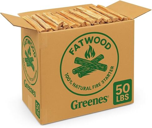 Greenes Fence Fatwood Fire Starter – 50 lb Box – 100% Natural Resin Pine Kindling – Chemical-Free All-Weather for Fireplaces, Campfires, Wood Stoves & Grills in Saudi Arabia