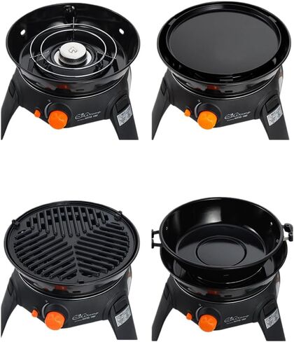 Portable Butane Gas Grill Stove with Non-Stick Pan & Grill Plate, Multi-Function Outdoor Camping Cooker for Frying, Boiling & BBQ in Saudi Arabia