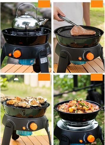 Portable Butane Gas Grill Stove with Non-Stick Pan & Grill Plate, Multi-Function Outdoor Camping Cooker for Frying, Boiling & BBQ in Saudi Arabia