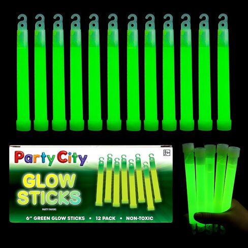 Party City Multicolor Glow Sticks Bulk Pack 6"- 25pk Glow in the Dark Sticks for Kids, Waterproof Camping Survival Ultra Bright Emergency Light Stick with String, Neon Glowsticks Party Supplies Favors in Saudi Arabia