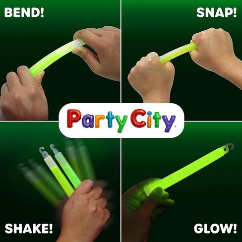 Party City Multicolor Glow Sticks Bulk Pack 6"- 25pk Glow in the Dark Sticks for Kids, Waterproof Camping Survival Ultra Bright Emergency Light Stick with String, Neon Glowsticks Party Supplies Favors in Saudi Arabia