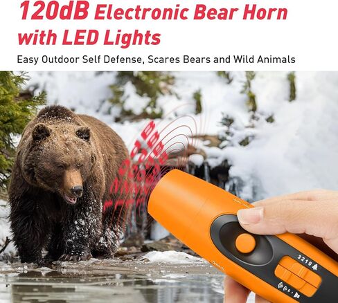 StarWorld Rechargeable Bear Horn - 120dB Electronic Air Horn for Bears with 4 Volume Levels & 3 Tones, Audible 0.5 Miles, LED Safety Light for Hiking, Camping, Wildlife Defense (red) in Saudi Arabia