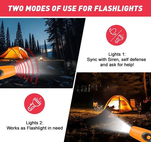 StarWorld Rechargeable Bear Horn - 120dB Electronic Air Horn for Bears with 4 Volume Levels & 3 Tones, Audible 0.5 Miles, LED Safety Light for Hiking, Camping, Wildlife Defense (red) in Saudi Arabia