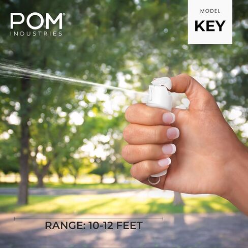 سلسلة مفاتيح رذاذ الفلفل من POM، إصدار سريع للمفتاح للوصول الفوري، أمان علوي قابل للطي، تركيبة OC ذات القوة القصوى مع صبغة علامة للأشعة فوق البنفسجية، 25 طلقة، نطاق 10 أقدام، 0.5 أونصة سائلة in Kuwait