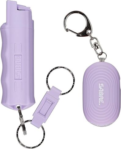 SABRE Personal Safety Kit with Pepper Spray and 2-in-1 Personal Alarm with LED Light, 0.54 fl oz, 25 Bursts,130dB Alarm, Audible Up to 1,250 Feet in Saudi Arabia