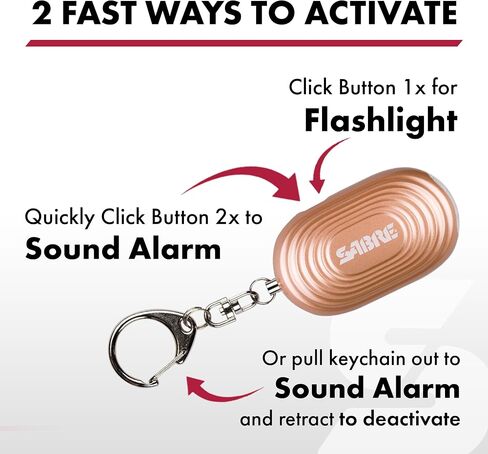 SABRE Personal Safety Kit with Pepper Spray and 2-in-1 Personal Alarm with LED Light, 0.54 fl oz, 25 Bursts,130dB Alarm, Audible Up to 1,250 Feet in Saudi Arabia