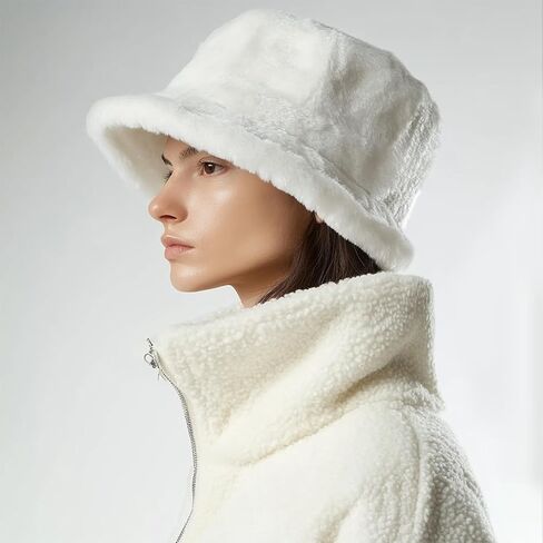 Women Solid Color Versatile Fashion Warm Thick Fisherman Hat Lamb Wool in Saudi Arabia