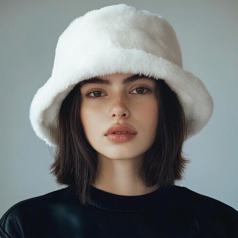 Women Solid Color Versatile Fashion Warm Thick Fisherman Hat Lamb Wool in Saudi Arabia