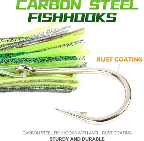 Saltwater Trolling Lure 6/8/9 inch 10 pcs Squid Skirted Deep Sea Fishing Lure kit of a trolling Bag Tuna Marlin Wahoo Shark Mahi Trolling Fishing Lures in Saudi Arabia