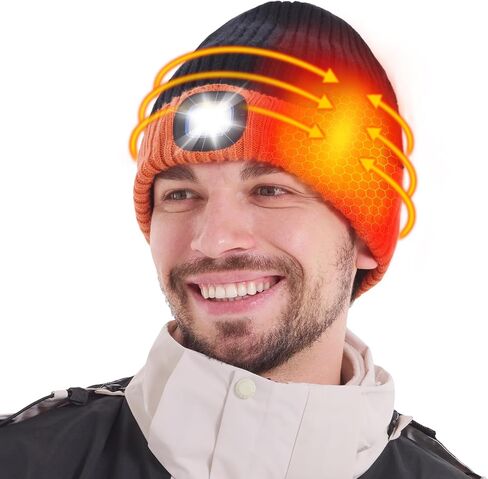 Heated Hat with Led Light, Knit Heated Beanie with 5V 4000mAH Rechargeable Battery Gifts for Men and Women in Kuwait