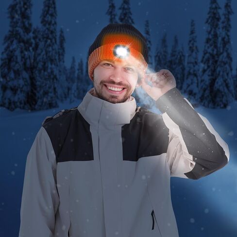 Heated Hat with Led Light, Knit Heated Beanie with 5V 4000mAH Rechargeable Battery Gifts for Men and Women in Kuwait