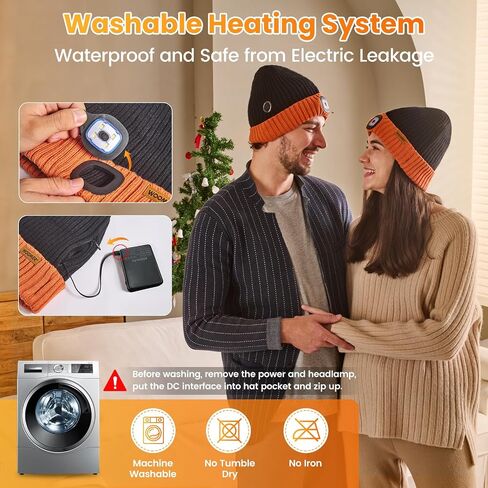 Heated Hat with Led Light, Knit Heated Beanie with 5V 4000mAH Rechargeable Battery Gifts for Men and Women in Kuwait