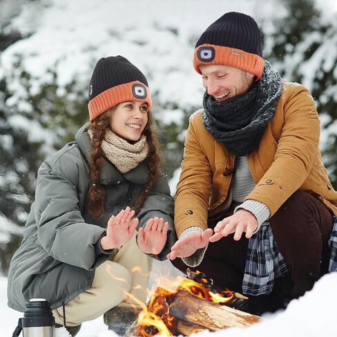 Heated Hat with Led Light, Knit Heated Beanie with 5V 4000mAH Rechargeable Battery Gifts for Men and Women in Kuwait