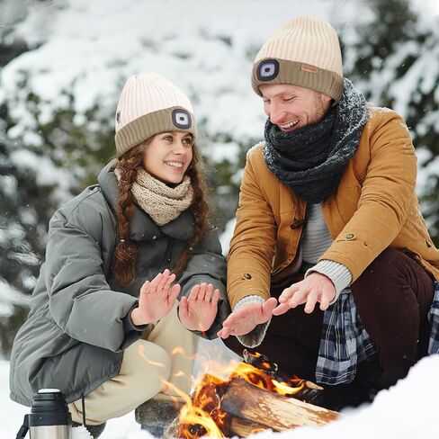 Heated Hat with Led Light, Knit Heated Beanie with 5V 4000mAH Rechargeable Battery Gifts for Men and Women in Kuwait