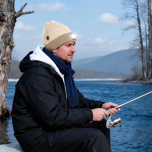 Heated Hat with Led Light, Knit Heated Beanie with 5V 4000mAH Rechargeable Battery Gifts for Men and Women in Kuwait