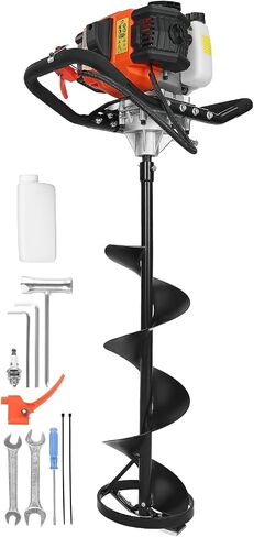 VEVOR 52CC Gas Powered Ice Auger for Ice Fishing, 2-Stroke 8" Diameter Ice Fishing Augers with Drill Adapter, Blade Guard and EPA Certificate in Saudi Arabia