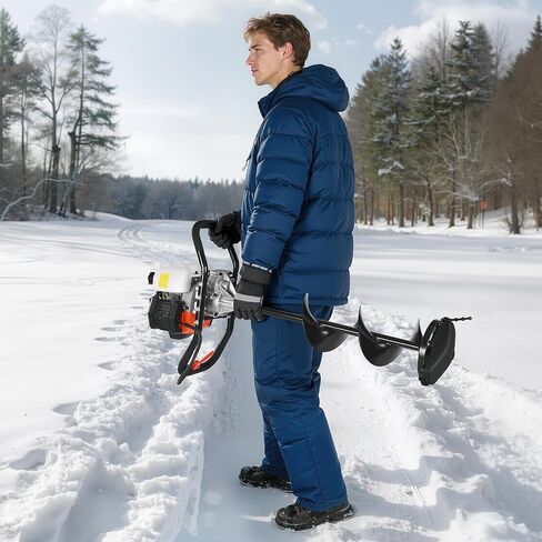 VEVOR 52CC Gas Powered Ice Auger for Ice Fishing, 2-Stroke 8" Diameter Ice Fishing Augers with Drill Adapter, Blade Guard and EPA Certificate in Saudi Arabia