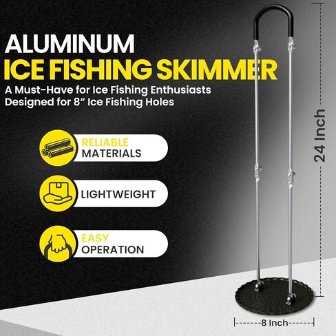Foldable Ice Fishing Skimmer - Aluminum Ice Fishing Scoop Skimmer for 8" Hole, Ice Fishing Gear, Ice Fishing Accessories in Saudi Arabia