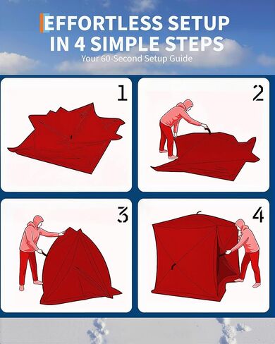 مأوى لصيد الأسماك على الجليد، خيمة مركزية معزولة حراريًا منبثقة مع قماش أكسفورد 210D، تصميم مقاوم للرياح لصيد الأسماك في الشتاء من 1 إلى 8 أشخاص، مكتمل بمراسي وحقيبة حمل in Kuwait