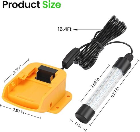 مصباح صيد أخضر تحت الماء LED متوافق مع بطارية ديوالت 20 فولت، 13 وات 1300 لومن IP68 تصنيف جاذب لضوء الصيد الغاطس للصيد الليلي والأرصفة والقوارب وزوارق الكاياك (بدون بطارية) in Kuwait