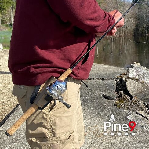 Ambie Fishing Rod Holster - Original Patented Ambidextrous Hands-Free Rod Holder - Left or Right Hip Carry - Belt Clip Compatible - Made in The USA in Saudi Arabia