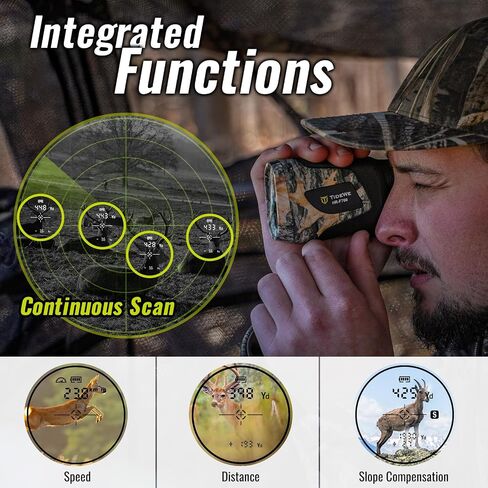 TIDEWE Hunting Rangefinder with Rechargeable Battery, 700/1000Y Camo Laser Range Finder 6X Magnification, Distance/Angle/Speed/Scan Multi Functional Water-Resistant Rangefinder with Case in Kuwait