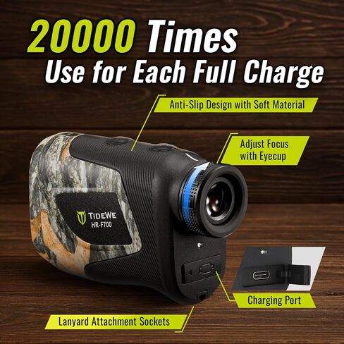 TIDEWE Hunting Rangefinder with Rechargeable Battery, 700/1000Y Camo Laser Range Finder 6X Magnification, Distance/Angle/Speed/Scan Multi Functional Water-Resistant Rangefinder with Case in Kuwait