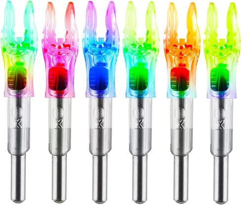 6PCS X Nocks مضاءة للسهام مع .204 .233 .244 .246 القطر الداخلي مع البطانات H، S، GT أعمدة أسهم LED عالية الوضوح، مفتاح تشغيل/إيقاف متضمن in Kuwait