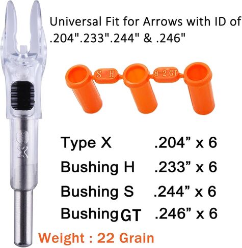 6PCS X Nocks مضاءة للسهام مع .204 .233 .244 .246 القطر الداخلي مع البطانات H، S، GT أعمدة أسهم LED عالية الوضوح، مفتاح تشغيل/إيقاف متضمن in Kuwait