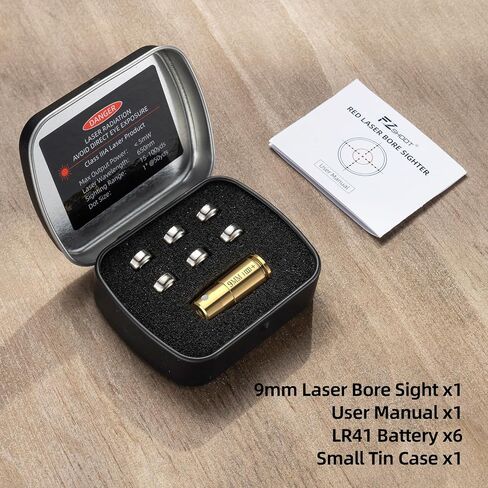 جهاز رؤية ليزر EZshoot Bore Sight 9 مم/223 5.56 مم/243 308/12 مقياس ليزر أحمر مع علبة صفيح محمولة وبطاريات إضافية in Kuwait