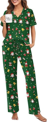 Ekouaer Pajamas for Women Set Button Up Sleepswear 2 Piece Short Sleeve PJ Top and Long Pants Loungwear With Pocket S-XXL in Saudi Arabia