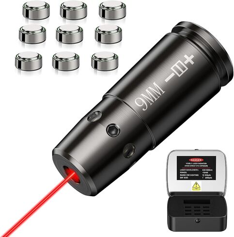 جهاز رؤية ليزر EZshoot Bore Sight 9 مم/223 5.56 مم/243 308/12 مقياس ليزر أحمر مع علبة صفيح محمولة وبطاريات إضافية in Kuwait