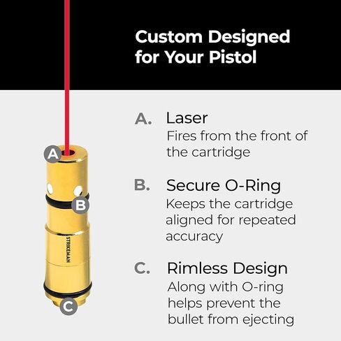 خرطوشة تدريب ليزر Strikeman Dry Fire - رائعة لممارسة الرماية على الهدف باستخدام المسدسات، مصنوعة لنظام تدريب الأسلحة النارية - خرطوشة ليزر حمراء فقط، عيارات متعددة in Kuwait