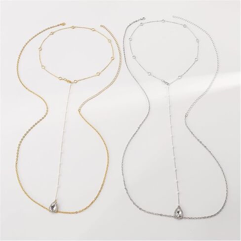 Rhinestone Back Chain Necklace,Crystal Drop BackDrop Jewelry,Wedding Bridal Long Pearl Back Necklace Jewelry for Women Backless Dress in Saudi Arabia