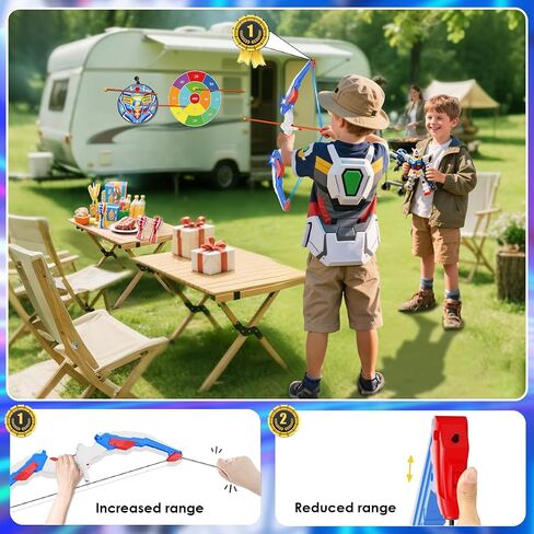Kids Bow and Arrow Set, LED Light Up Archery Toy Set with Suction Cup Arrows, Standing Target & Quiver, Indoor and Outdoor Toys Sport Gifts for Kids, Boys & Girls Ages 4 5 6 7 8 9 10 11 12 in Saudi Arabia