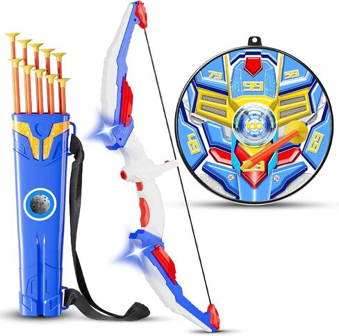 Kids Bow and Arrow Set, LED Light Up Archery Toy Set with Suction Cup Arrows, Standing Target & Quiver, Indoor and Outdoor Toys Sport Gifts for Kids, Boys & Girls Ages 4 5 6 7 8 9 10 11 12 in Saudi Arabia