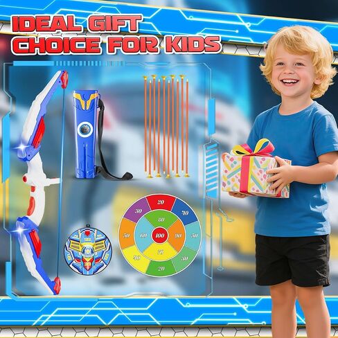 Kids Bow and Arrow Set, LED Light Up Archery Toy Set with Suction Cup Arrows, Standing Target & Quiver, Indoor and Outdoor Toys Sport Gifts for Kids, Boys & Girls Ages 4 5 6 7 8 9 10 11 12 in Saudi Arabia