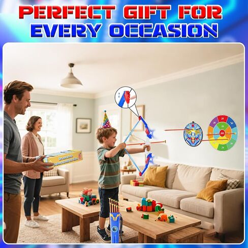 Kids Bow and Arrow Set, LED Light Up Archery Toy Set with Suction Cup Arrows, Standing Target & Quiver, Indoor and Outdoor Toys Sport Gifts for Kids, Boys & Girls Ages 4 5 6 7 8 9 10 11 12 in Saudi Arabia
